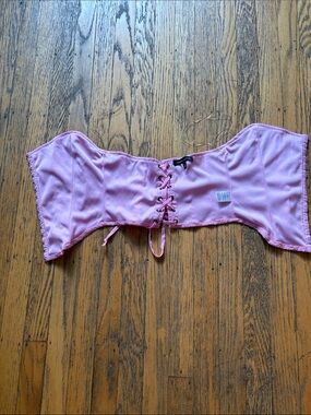 Kendall & Kylie Light Pink Lace-Up Strapless Bandeau